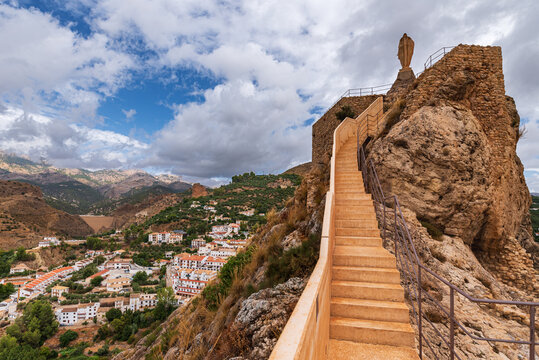 Stairs in the remains of the castle located on top of the rock in Castril, Granada