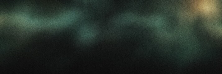Fototapeta premium Grainy noisy poster background, deep green and warm bronze color wave, black backdrop, noise texture effect