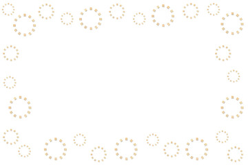 色んな大きさの円形に並んだウッドキューブがまわりに並ぶフレーム