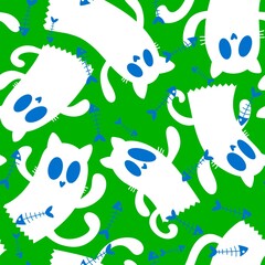 Halloween ghost seamless cartoon cats pattern for wrapping paper and fabrics