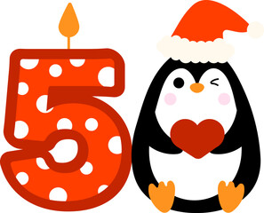 Christmas Penguin and Number