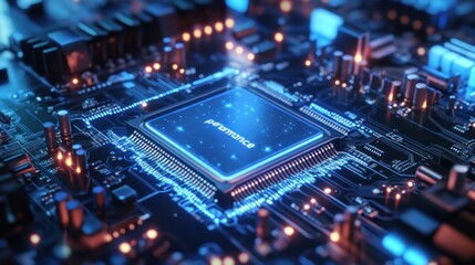 Obraz premium Background processor Chip technology components circuit computer central CPU Integrated background wallpaper AI generated image