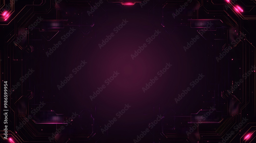 Poster Abstract dark background with glowing circuit board frame.
