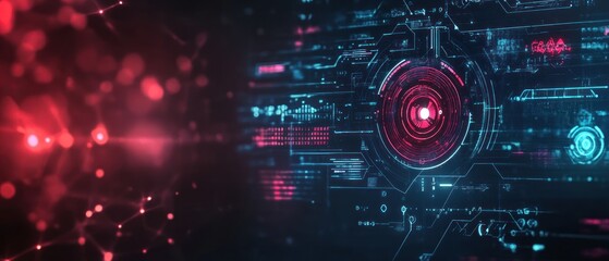 Abstract cyberpunk technology digital hologram gaming sci-fi design banner interface background wallpaper AI generated image