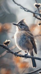 Nature wildlife image of bird standing on tree branch. Symbol of the wonders of the avian world.