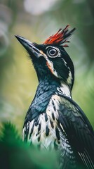 Nature wildlife image of bird standing on tree branch. Symbol of the wonders of the avian world.