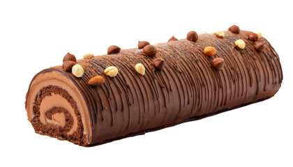 Chocolate cake roll with nuts