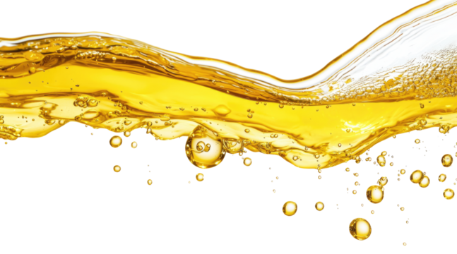 Yellow liquid border isolated on transparent background.