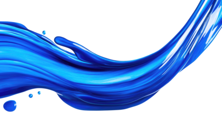 Blue liquid wave isolated on transparent background.