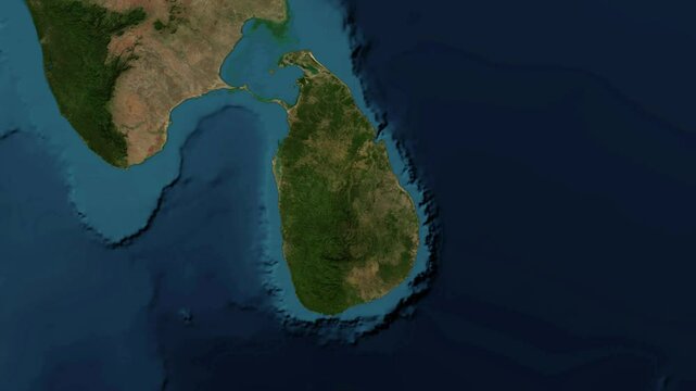 Zoom from Earth to Sri Lanka. (No Border) World map animation with highlighted borders of countries. Images from NASA
