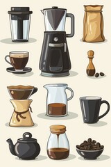 A coffee maker with a fresh brew and a bag of coffee beans