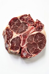 Fototapeta premium A piece of raw meat sits on a clean white surface, great for food or medical illustrations