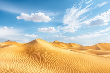 Fototapeta premium A scenic desert landscape with a few clouds in the clear blue sky, perfect for travel or adventure photography