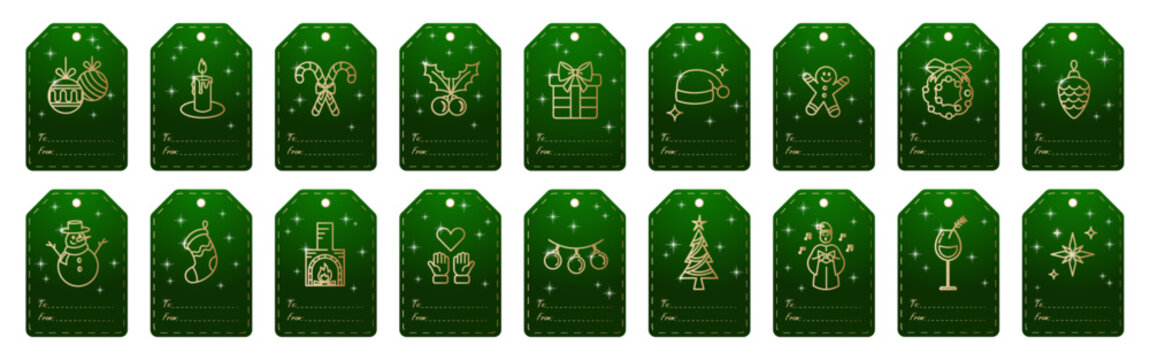 Christmas and New Year gift tags sets in vector. Paper labels set.