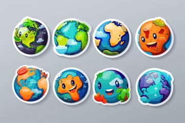 A collection of colorful stickers featuring various cartoon characters