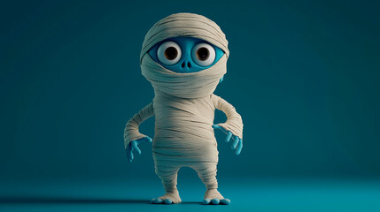 Monster dressed as a blue mummy