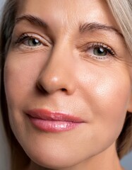 Confident Expression on Mature Woman’s Face in Close-Up natural lighting