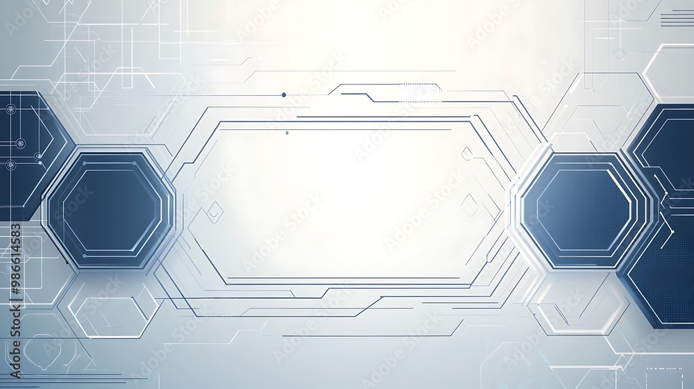 Aufkleber Abstract background with hexagons and lines in a futuristic style.