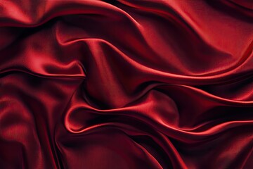 Obraz premium Satin fabric texture with smooth, flowing folds in deep red tones