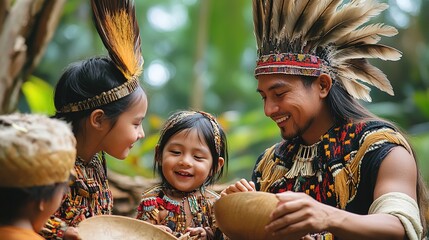 A family participating in a ceremonial event as part of their heritage tour, deepening their understanding of cultural traditions and rituals.