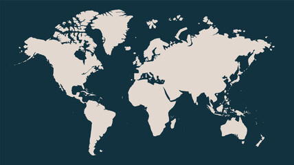 minimalist world map on dark teal background