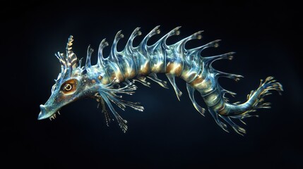 Unusual aquatic animals with distinct features, isolated from background, sharp and detailed