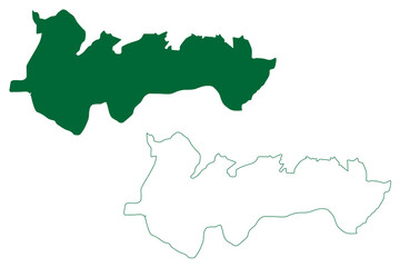 North Garo Hills district (Meghalaya State, Republic of India) map vector illustration, scribble sketch North Garo Hills map