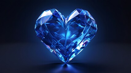Blue Crystal Heart on a Dark Background