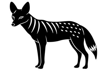 A detailed vector illustration of a Black-backed Jackal standing in the grassland of the African Savanna, capturing its wild and agile nature in a natural habitat setting.