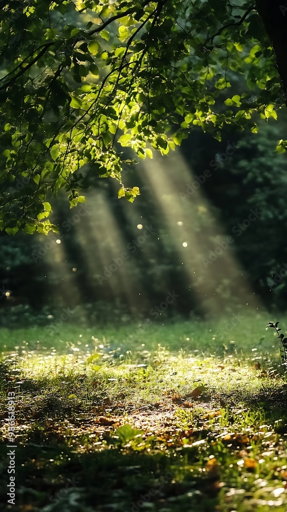 Canvas Prints Sunlight streaming through the canopy of a lush green forest