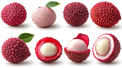 Fresh lychees isolated on a white background.