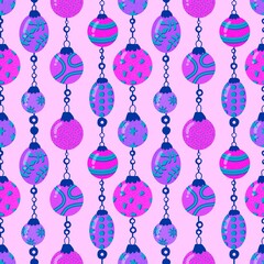Christmas tree seamless balls toys pattern for wrapping paper and fabrics