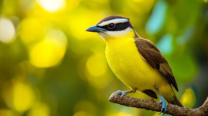Kiskadee closeup on branch