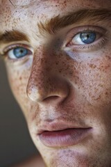 Obraz premium Street Photography, close up of a Canadian man with freckles and short hair