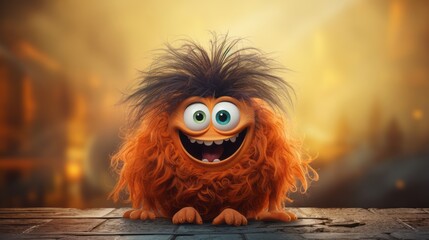 Smiling Furry Monster in a Playful Style