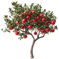Obraz premium Pomegranate Tree with Ripe Fruits Isolated on Transparent Background, Symbol of Fertility and Abundance
