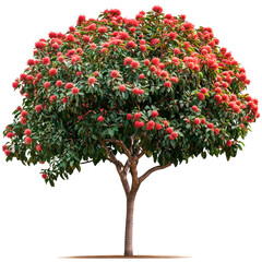 Fototapeta premium Rambutan Tree with Ripe Fruits Isolated on Transparent Background, Exotic Tropical Harvest