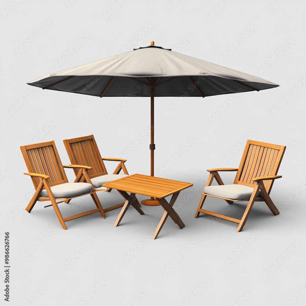 Sticker 3d furniture icon: stylish outdoor seating illustration logo