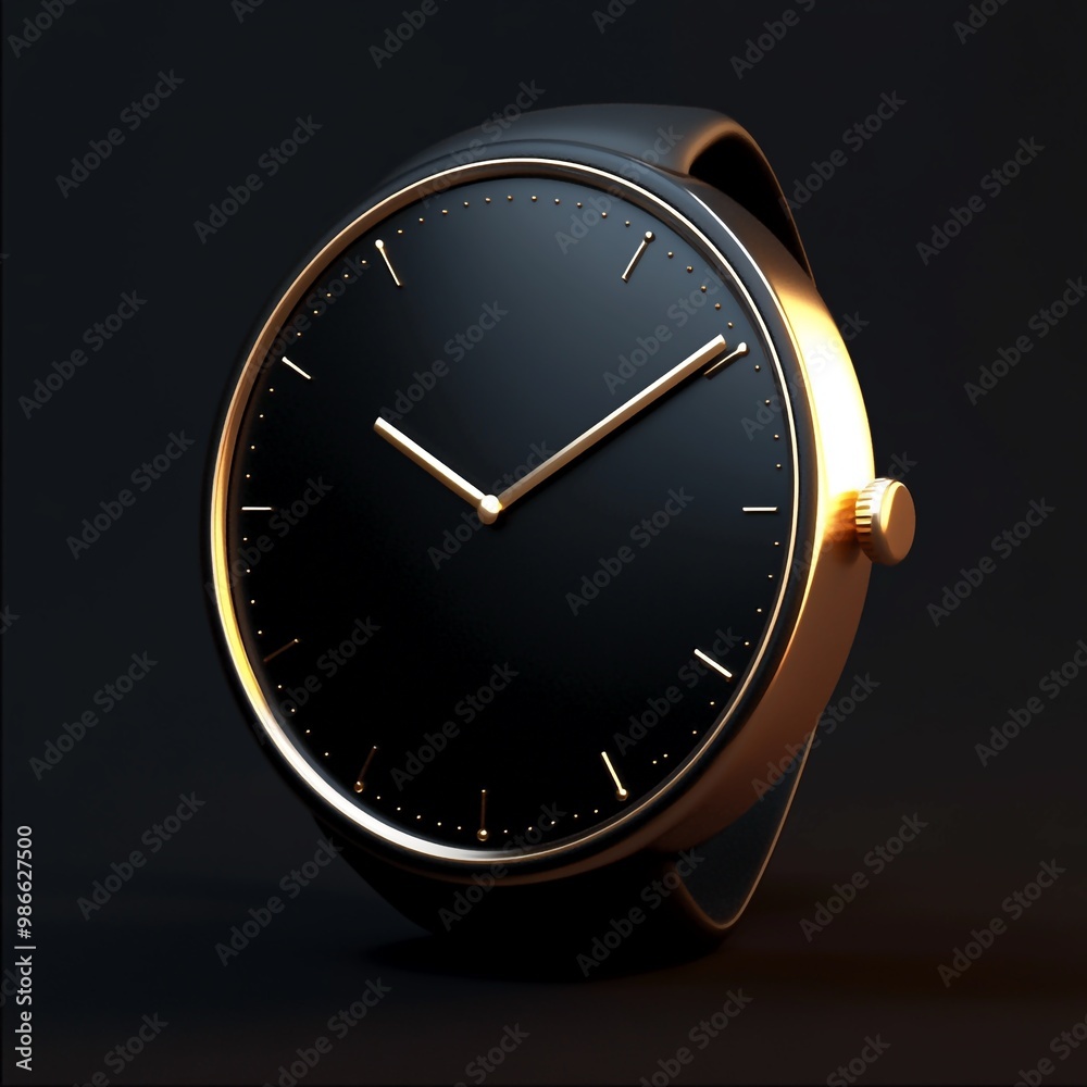 Wall mural 3D Watch Icon: Timeless and Stylish Timepiece Illustration Logo