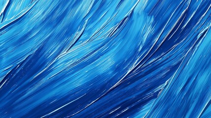 Abstract blue and white paint strokes create a dynamic and textured background.