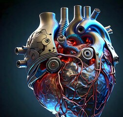 High-Tech Robotic Heart with Futuristic Design Elements