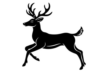 A vector art illustration of a deer mid-jump, highlighting its grace and agility. Ideal for wildlife, nature, and outdoor-themed designs.