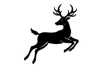 A vector art illustration of a deer mid-jump, highlighting its grace and agility. Ideal for wildlife, nature, and outdoor-themed designs.