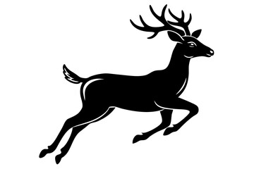 A vector art illustration of a deer mid-jump, highlighting its grace and agility. Ideal for wildlife, nature, and outdoor-themed designs.