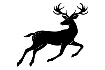 A vector art illustration of a deer mid-jump, highlighting its grace and agility. Ideal for wildlife, nature, and outdoor-themed designs.