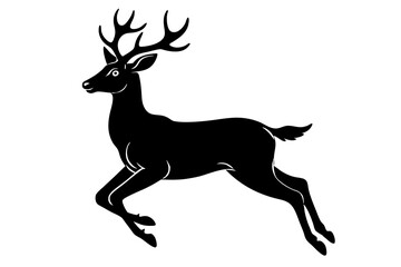 A vector art illustration of a deer mid-jump, highlighting its grace and agility. Ideal for wildlife, nature, and outdoor-themed designs.