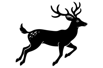 A vector art illustration of a deer mid-jump, highlighting its grace and agility. Ideal for wildlife, nature, and outdoor-themed designs.