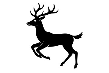 A vector art illustration of a deer mid-jump, highlighting its grace and agility. Ideal for wildlife, nature, and outdoor-themed designs.