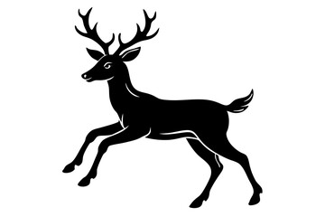 A vector art illustration of a deer mid-jump, highlighting its grace and agility. Ideal for wildlife, nature, and outdoor-themed designs.