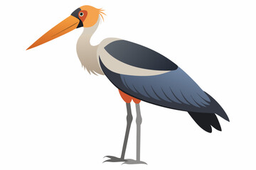 A striking vector art illustration of a Marabou Stork in the Savanna, highlighting its unique features .